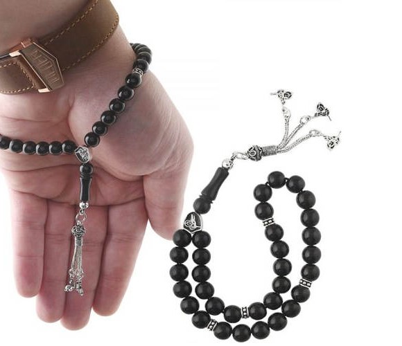 Oltu Stone, Ottoman Detailed Prayer Beads, Tesbih