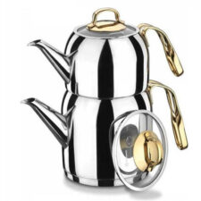 Korkmaz Rosanna Turkish Tea Pot Set, Goldia