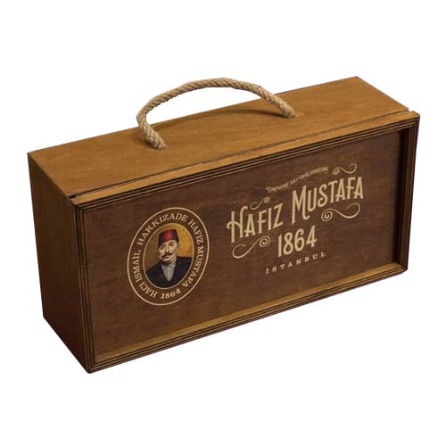 Turkish Coffee Set with Double Cup in Wooden Box