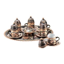 Turkish-Copper-Coffee-Set-Handcrafted-Erzincan-(Set-Of-6)