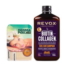 REVOX-Ponytail-Biotin-Collagen-Shampoo-and-DermaPeel-Silk-Face-Pouch-400-Ml-(13,52oz)