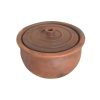 Large uncoated earth casserole pot-min
