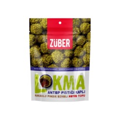Zuber Lokma Pistachio Coated Fruit Ball with Cocoa Hazelnut Paste 96 gr (3.38oz)
