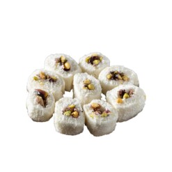 Coconut Covered Sultan Turkish Delight with Pistachio Safranbolu Lokumcusu