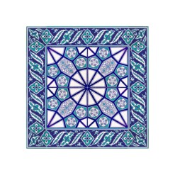 Blue and White Geometric Patterned 60x60 cm Ceramic Tile Set