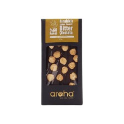 Gluten-Free - No Added Sugar and Vegan 60 Dark Chocolate with Stevia and Hazelnut Aroha Cikolata 100 gr (3.53oz)