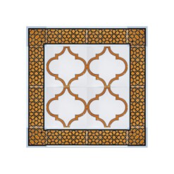 Yellow and White Arabesque Patterned 60x60 cm Kutahya Style Tile Set