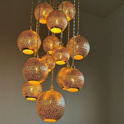 Handmade 15 Pieces Authentic Moroccan Design Pendant Chandelier